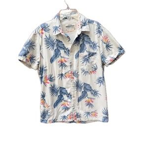 California Cowboy High Water Shirt Mens Small Tropical Terry Lined White Sands